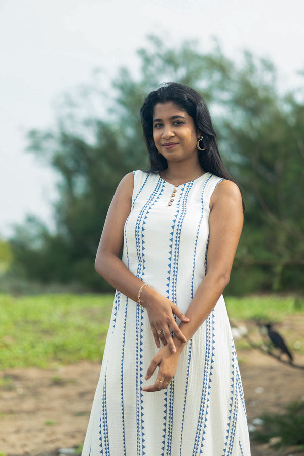 Blue willow muslin dress