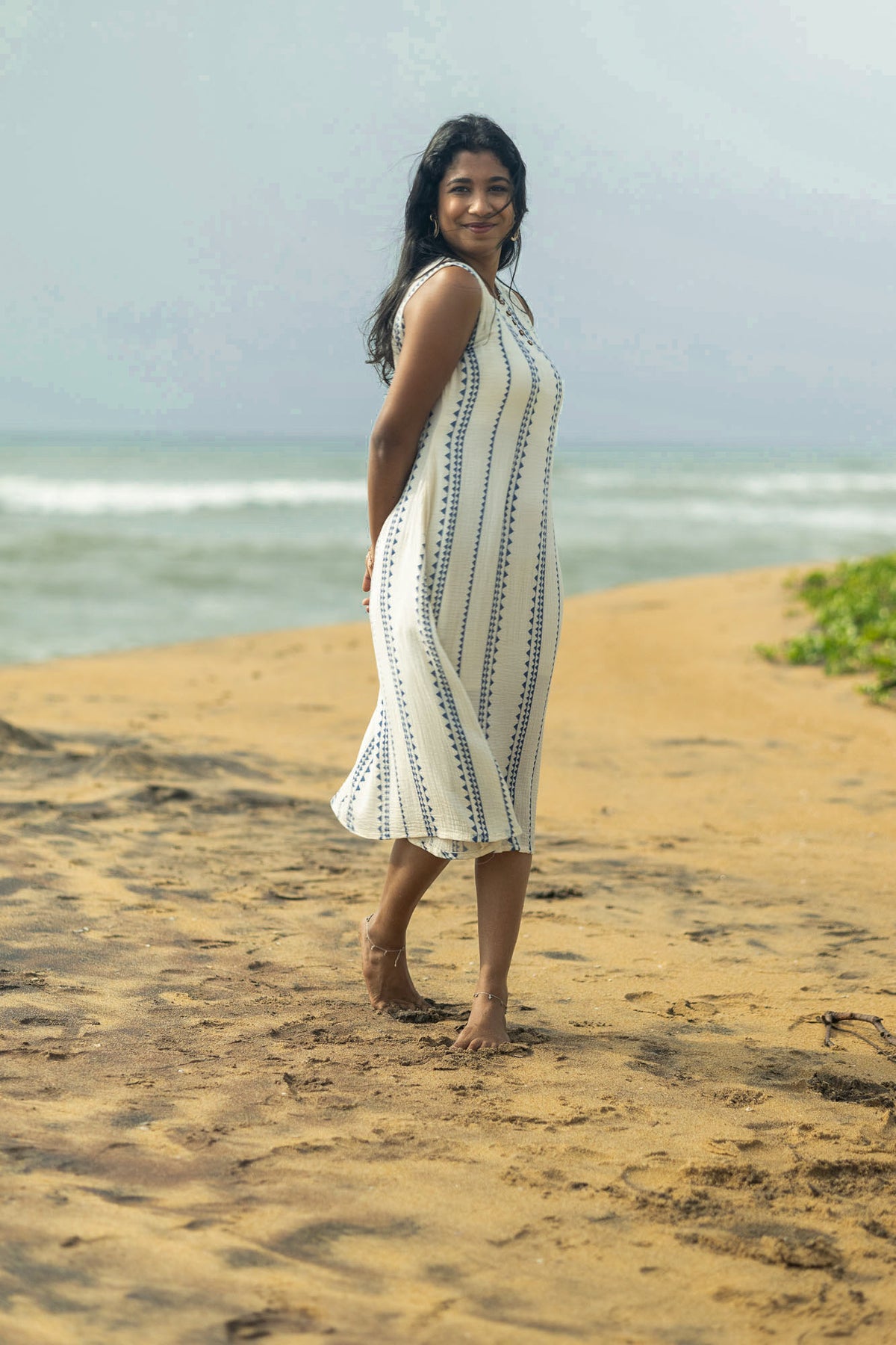Blue willow muslin dress
