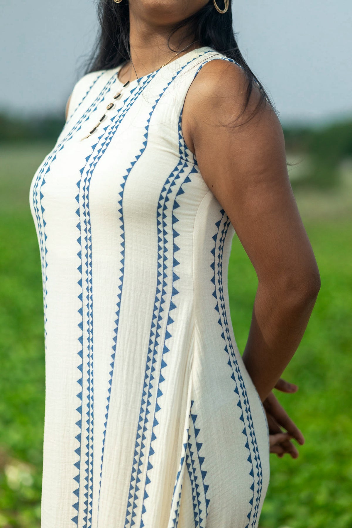 Blue willow muslin dress