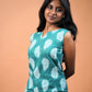 Green Leaf-Print Short Kurti