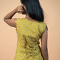 Mustard Motif – Sleeveless Cotton Printed V-Neck Short Kurti