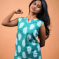 Green Leaf-Print Short Kurti