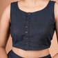 Modern Linen – Sleeveless Button-Down Crop Top and Straight Pants Co-ord Set