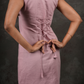Amour – Sleeveless Dusky Pink Linen Cotton Midi Dress with Front Slit