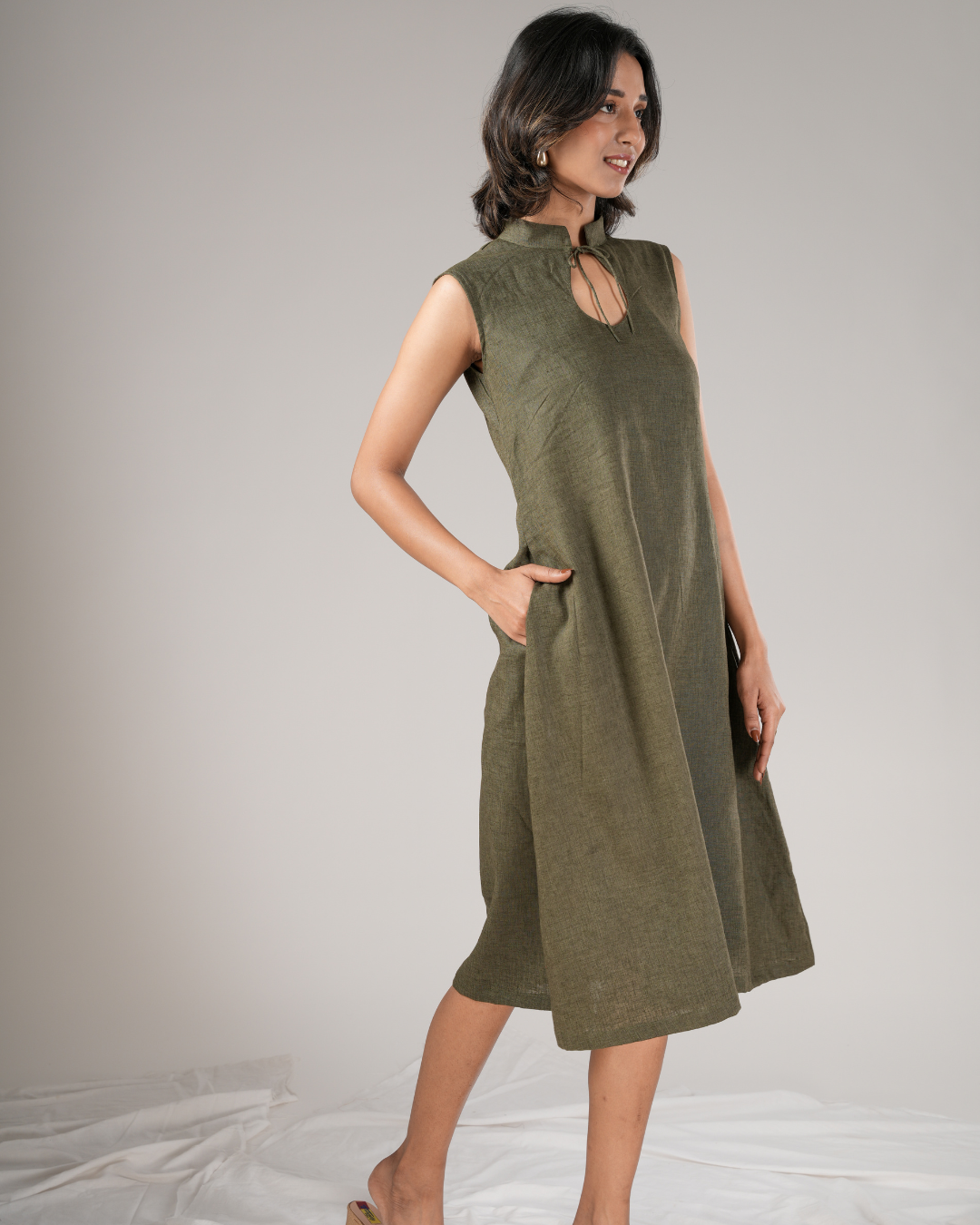Olive Aura – A Line Dress