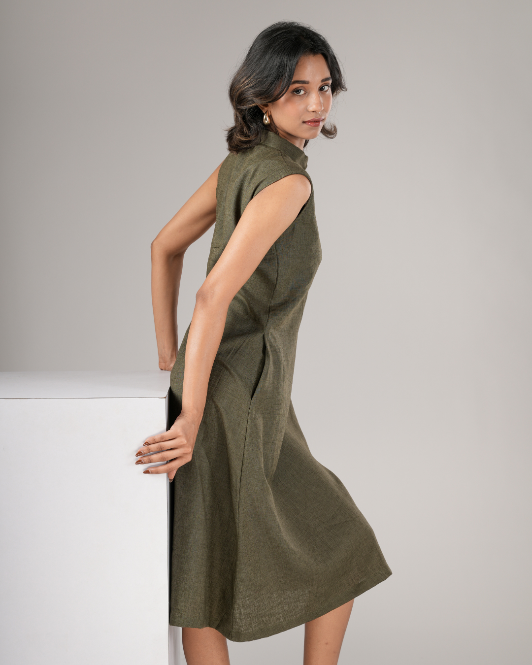 Olive Aura – A Line Dress