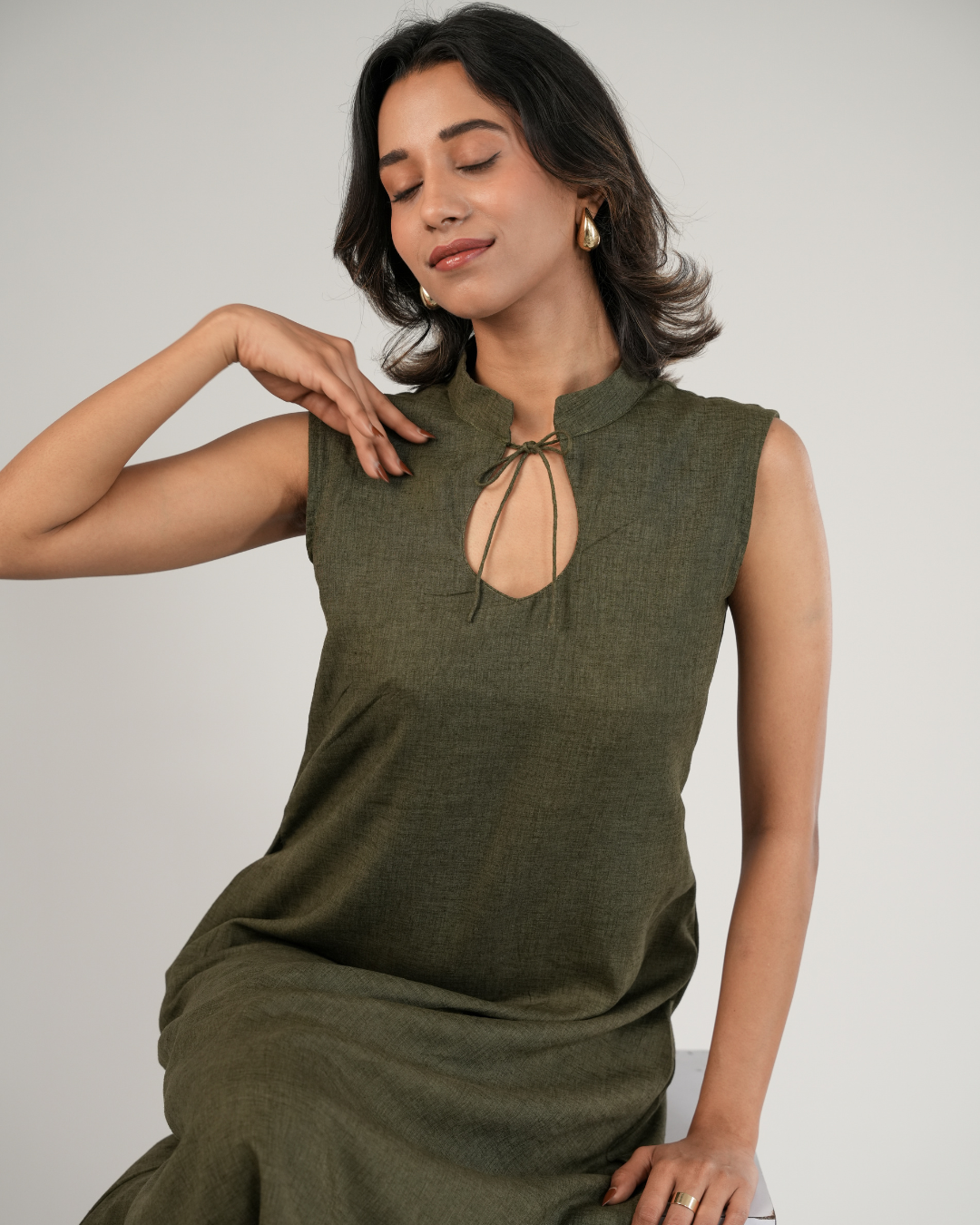Olive Aura – A Line Dress